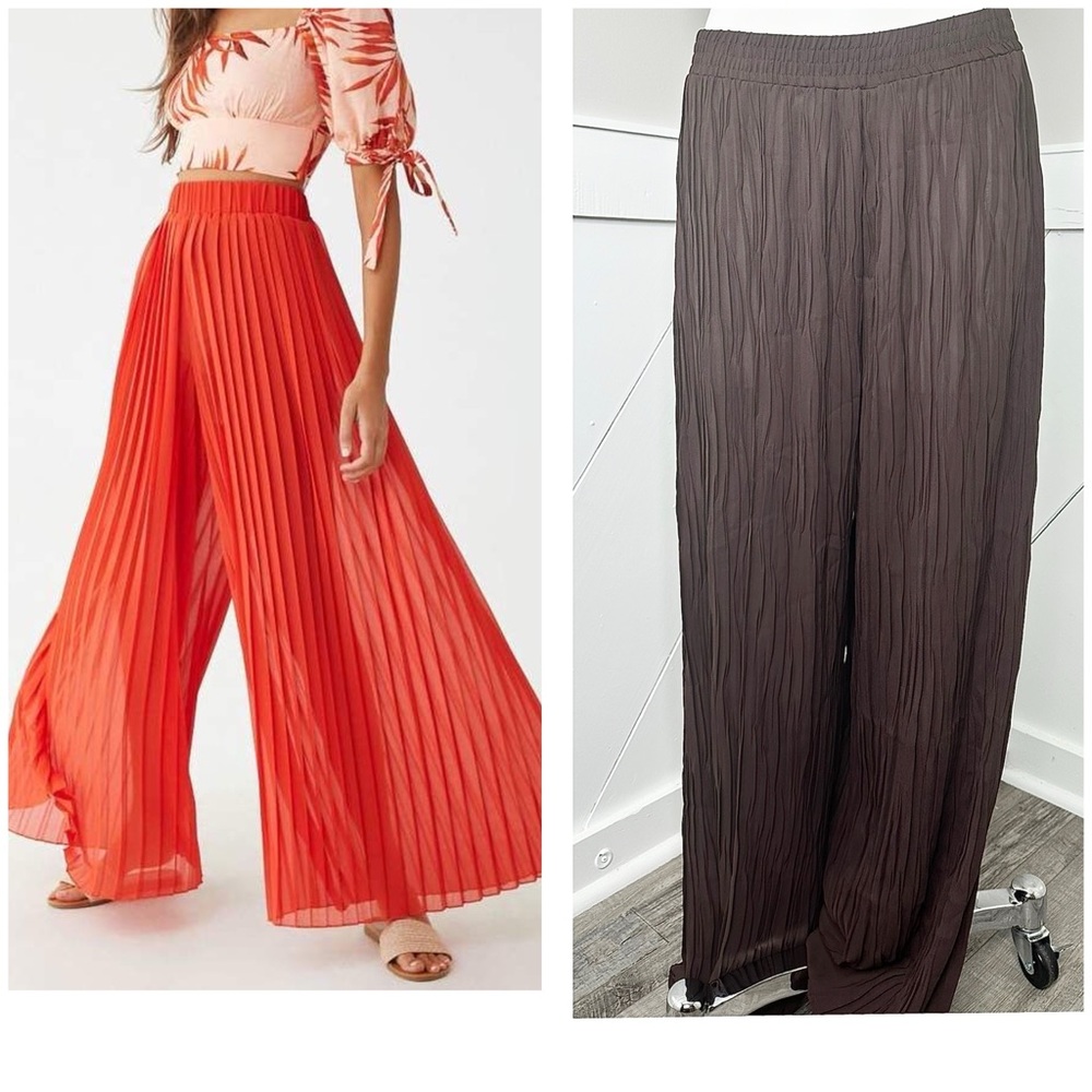 C’EST DUO BY CASABLANCA BROWN SHEER PALAZZO PANTS / M